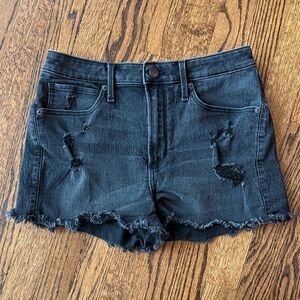 E Abercrombie & Fitch Women 6 Black Charcoal Distressed Jean Shorts Festival